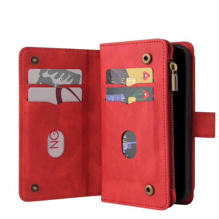 Skin Feel Multi Card Slots Zipper Wallet Leather Phone Case
