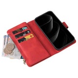 Skin Feel Multi Card Slots Zipper Wallet Leather Phone Case