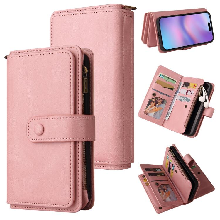 Skin Feel Multi Card Slots Zipper Wallet Leather Phone Case