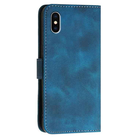 YX0080 Grid Butterfly Embossed Pattern Flip Leather Phone Case with Lanyard