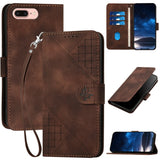 YX0080 Grid Butterfly Embossed Pattern Flip Leather Phone Case with Lanyard