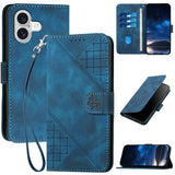 YX0080 Grid Butterfly Embossed Pattern Flip Leather Phone Case with Lanyard