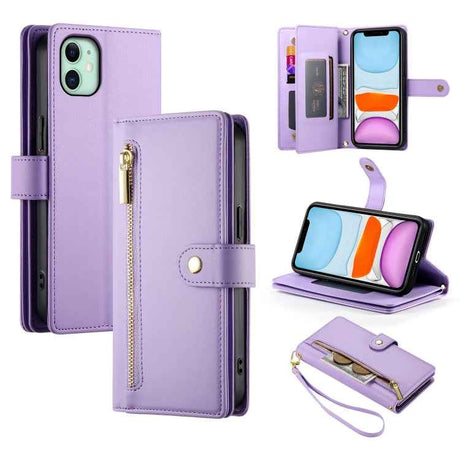 Nine Card-slot Zipper Wallet Bag Leather Phone Case