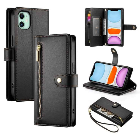 Nine Card-slot Zipper Wallet Bag Leather Phone Case