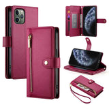 Nine Card-slot Zipper Wallet Bag Leather Phone Case