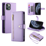 Nine Card-slot Zipper Wallet Bag Leather Phone Case