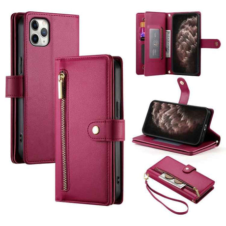 Nine Card-slot Zipper Wallet Bag Leather Phone Case