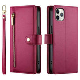 Nine Card-slot Zipper Wallet Bag Leather Phone Case