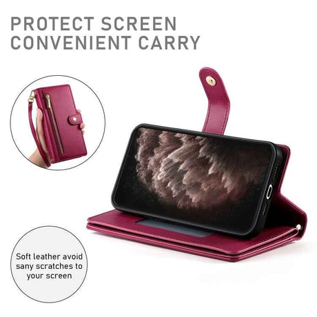 Nine Card-slot Zipper Wallet Bag Leather Phone Case