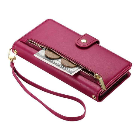 Nine Card-slot Zipper Wallet Bag Leather Phone Case