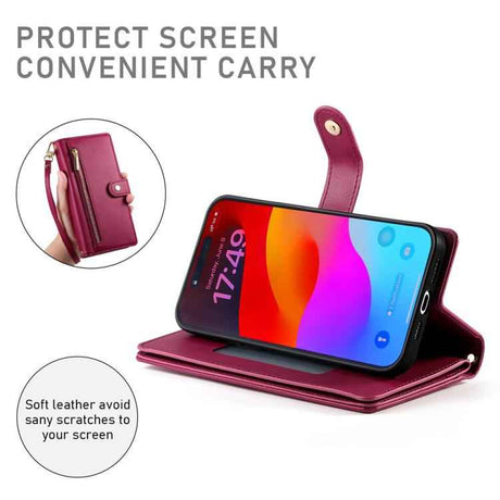 Nine Card-slot Zipper Wallet Bag Leather Phone Case