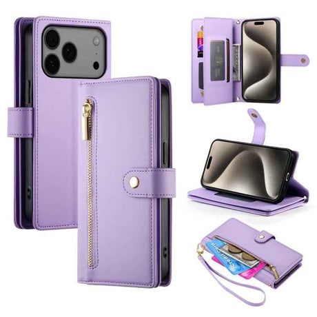 Nine Card-slot Zipper Wallet Bag Leather Phone Case