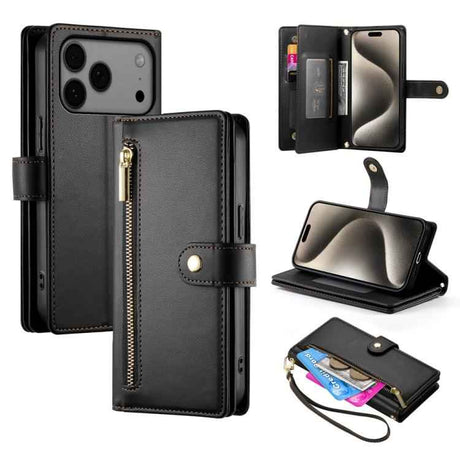Nine Card-slot Zipper Wallet Bag Leather Phone Case