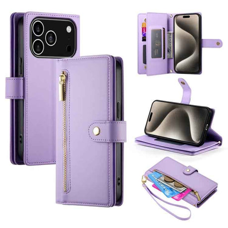Nine Card-slot Zipper Wallet Bag Leather Phone Case
