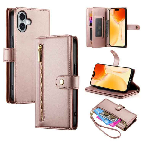 Nine Card-slot Zipper Wallet Bag Leather Phone Case