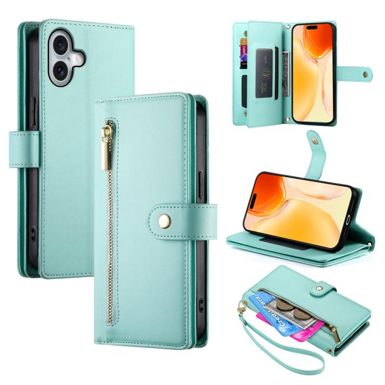 Nine Card-slot Zipper Wallet Bag Leather Phone Case