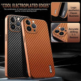 AZNS Electroplated Edge Carbon Fiber Texture Phone Case, For iPhone 13 Pro, For iPhone 13, For iPhone 12, For iPhone 12 Pro Max, For iPhone 12 Pro, For iPhone 11