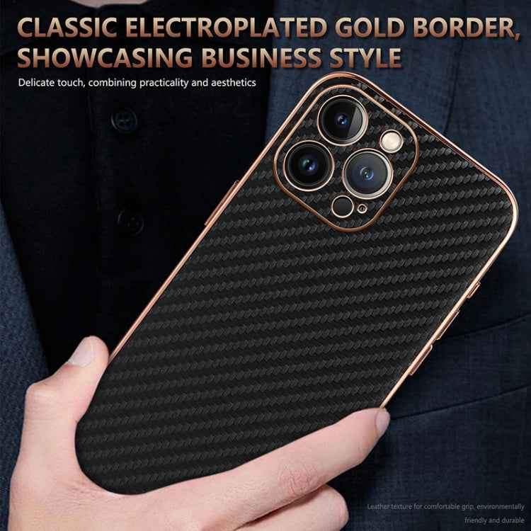 AZNS Electroplated Edge Carbon Fiber Texture Phone Case, For iPhone 13 Pro, For iPhone 13, For iPhone 12, For iPhone 12 Pro Max, For iPhone 12 Pro, For iPhone 11