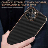 AZNS Electroplated Edge Carbon Fiber Texture Phone Case, For iPhone 13 Pro, For iPhone 13, For iPhone 12, For iPhone 12 Pro Max, For iPhone 12 Pro, For iPhone 11