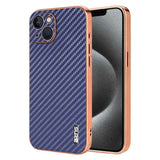 AZNS Electroplated Edge Carbon Fiber Texture Phone Case, For iPhone 13 Pro, For iPhone 13, For iPhone 12, For iPhone 12 Pro Max, For iPhone 12 Pro, For iPhone 11