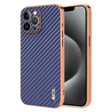 AZNS Electroplated Edge Carbon Fiber Texture Phone Case, For iPhone 13 Pro, For iPhone 13, For iPhone 12, For iPhone 12 Pro Max, For iPhone 12 Pro, For iPhone 11