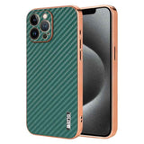 AZNS Electroplated Edge Carbon Fiber Texture Phone Case, For iPhone 13 Pro, For iPhone 13, For iPhone 12, For iPhone 12 Pro Max, For iPhone 12 Pro, For iPhone 11