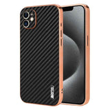 AZNS Electroplated Edge Carbon Fiber Texture Phone Case, For iPhone 13 Pro, For iPhone 13, For iPhone 12, For iPhone 12 Pro Max, For iPhone 12 Pro, For iPhone 11