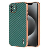 AZNS Electroplated Edge Carbon Fiber Texture Phone Case, For iPhone 13 Pro, For iPhone 13, For iPhone 12, For iPhone 12 Pro Max, For iPhone 12 Pro, For iPhone 11