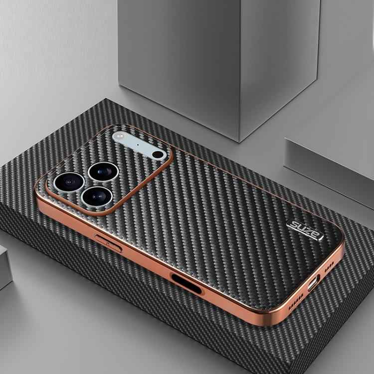 AZNS Electroplated Edge Carbon Fiber Texture Phone Case