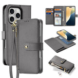 DUX DUCIS Lawa Series 2 in 1 Wallet Zipper Detachable MagSafe Phone Case with Lanyard