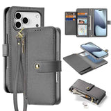 DUX DUCIS Lawa Series 2 in 1 Wallet Zipper Detachable MagSafe Phone Case with Lanyard
