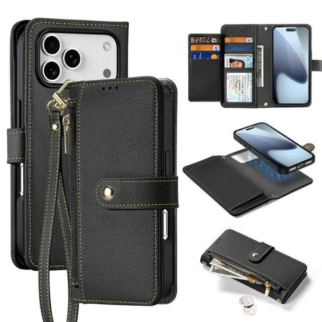 DUX DUCIS Lawa Series 2 in 1 Wallet Zipper Detachable MagSafe Phone Case with Lanyard