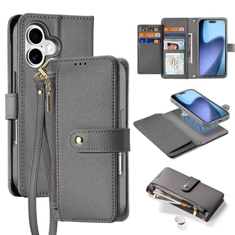 DUX DUCIS Lawa Series 2 in 1 Wallet Zipper Detachable MagSafe Phone Case with Lanyard