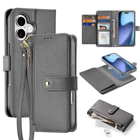 DUX DUCIS Lawa Series 2 in 1 Wallet Zipper Detachable MagSafe Phone Case with Lanyard