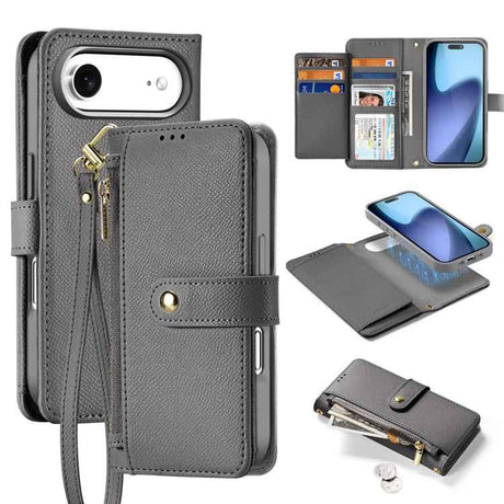 DUX DUCIS Lawa Series 2 in 1 Wallet Zipper Detachable MagSafe Phone Case with Lanyard