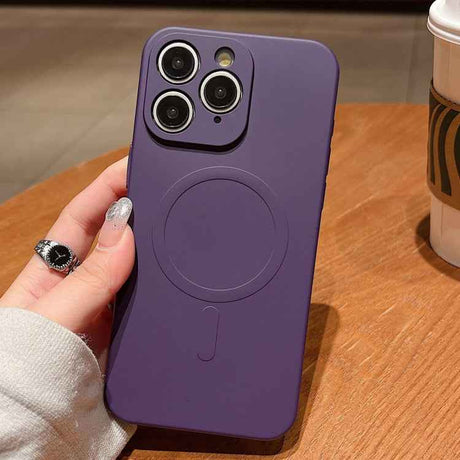 Solid Color Liquid Silicone MagSafe Magnetic Phone Case