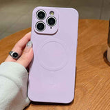 Solid Color Liquid Silicone MagSafe Magnetic Phone Case