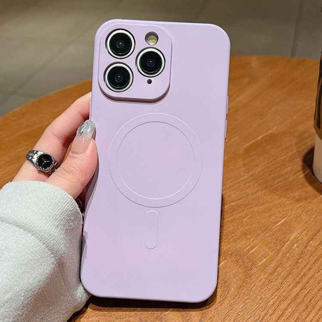 Solid Color Liquid Silicone MagSafe Magnetic Phone Case