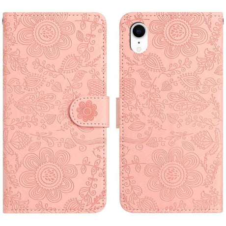 Floral Embossed Pattern Leather Phone Case
