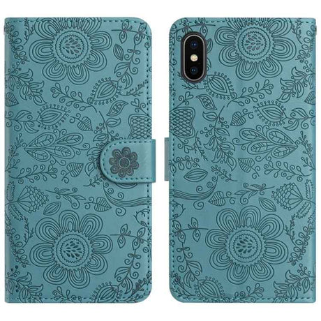 Floral Embossed Pattern Leather Phone Case