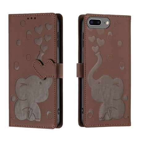 Cartoon Elephant Embossed Leather Phone Case