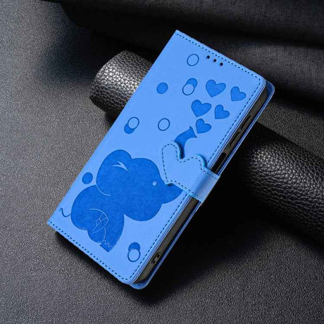Cartoon Elephant Embossed Leather Phone Case