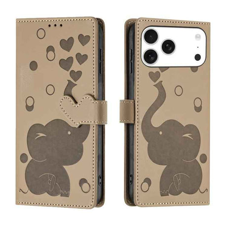 Cartoon Elephant Embossed Leather Phone Case