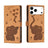 Cartoon Elephant Embossed Leather Phone Case