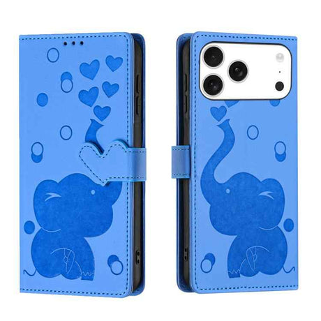 Cartoon Elephant Embossed Leather Phone Case