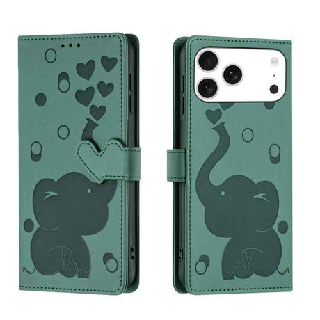 Cartoon Elephant Embossed Leather Phone Case