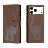 Cartoon Elephant Embossed Leather Phone Case