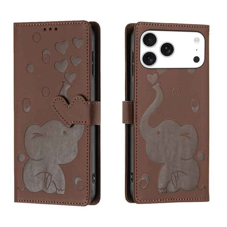 Cartoon Elephant Embossed Leather Phone Case