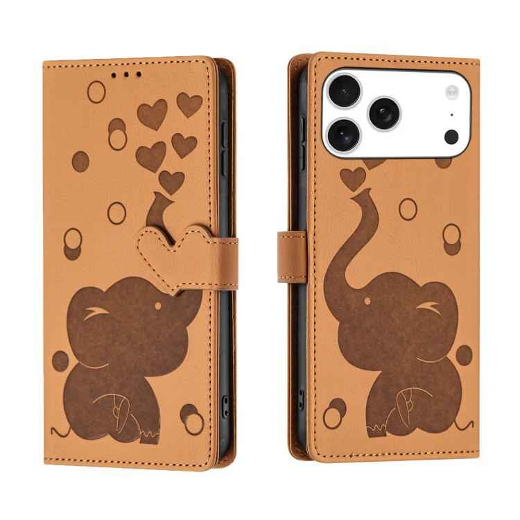 Cartoon Elephant Embossed Leather Phone Case
