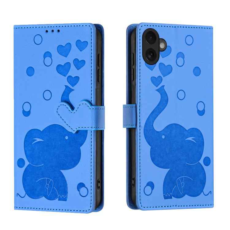 Cartoon Elephant Embossed Leather Phone Case